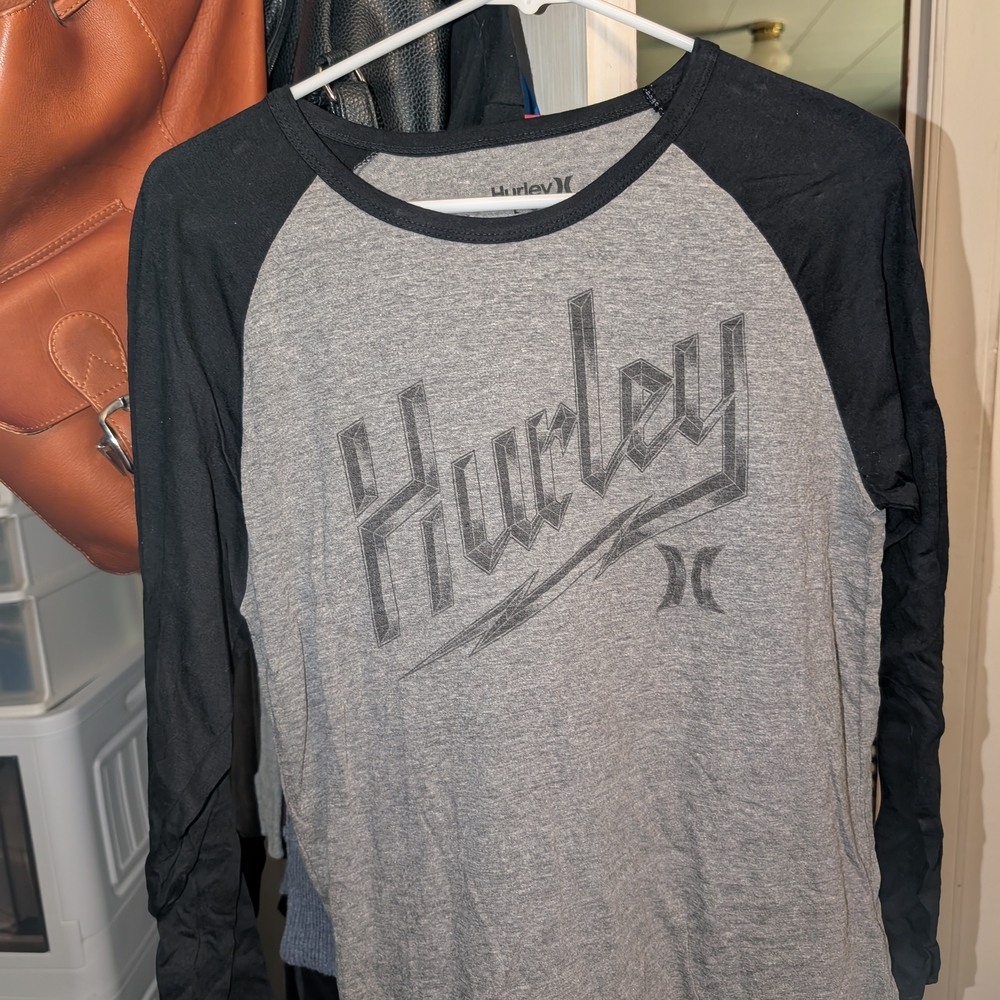 Hurley Black and Gray Long Sleeve Shirt